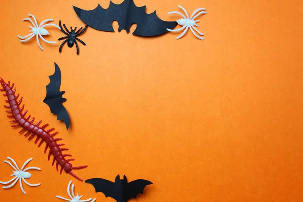 Texture of plastic flies, spiders and all sorts of stuff for Halloween