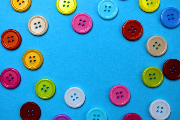 Botones Multicolores Dispuestos Forma Marco —  Fotos de Stock