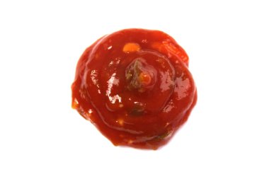 Stain of tomato sauce on a white background