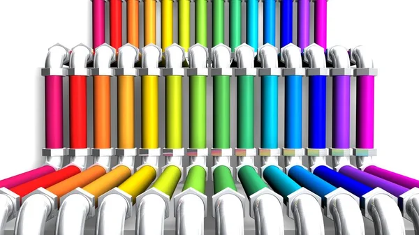 Pipe Buizen Regenboogkleuren — Stockfoto