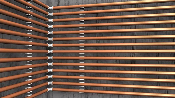 Mounted Copper Pipe Tubes — Stock Photo, Image