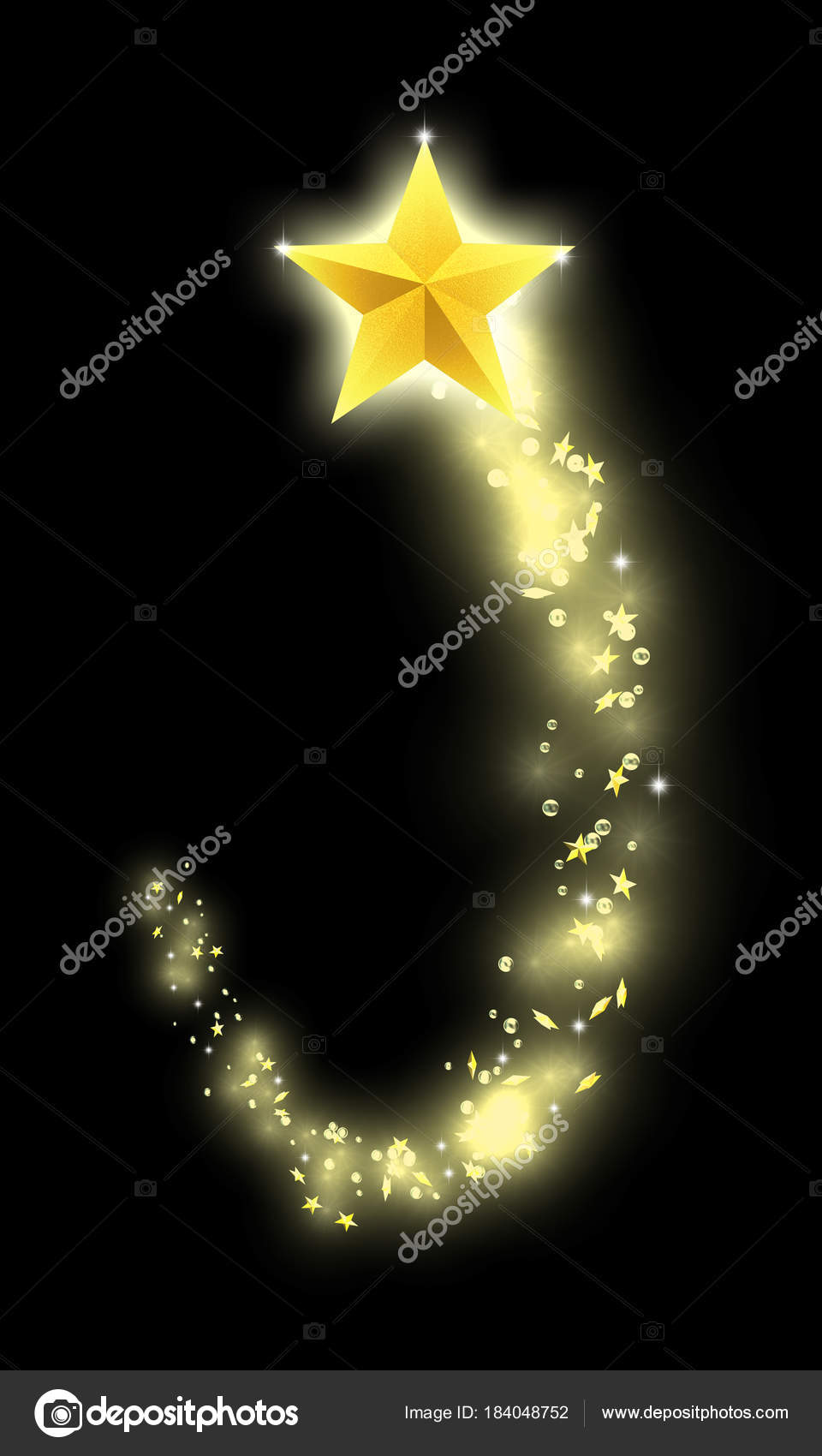 Glowing Stars Shiny Trail Sparkling Shiny Stars Christmas Comet Stock Photo C Selimcan 184048752