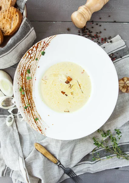 Lohikeitto - Finnish creamy soup with red fish on a wooden background — Stock Image Lohikeitto Finnish Creamy Soup Red Fish Wooden Background Royalty Free Stock Images