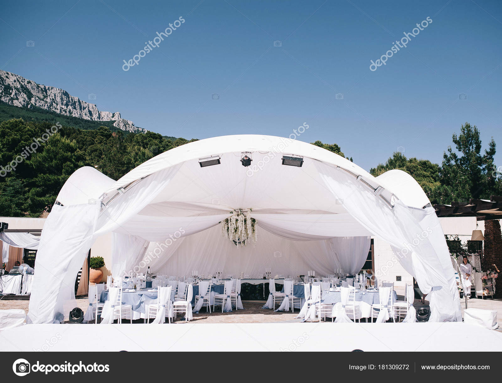 Beautifully Decorated Wedding Tent Wedding Banquet Background