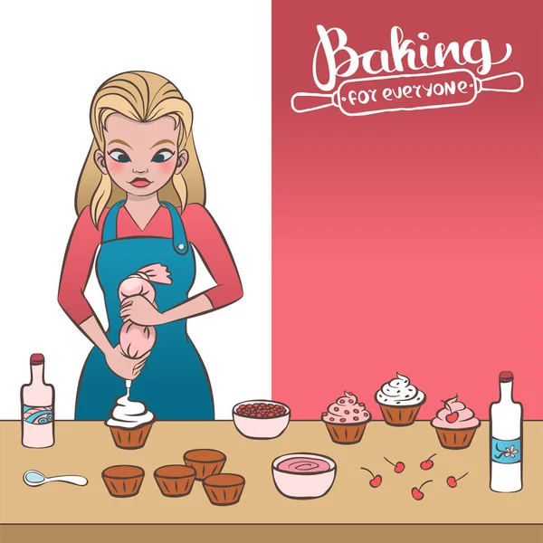 Décorer un cupcake — Image vectorielle
