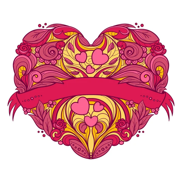 Декоративне серце з квітковим візерунком . — стоковий вектор