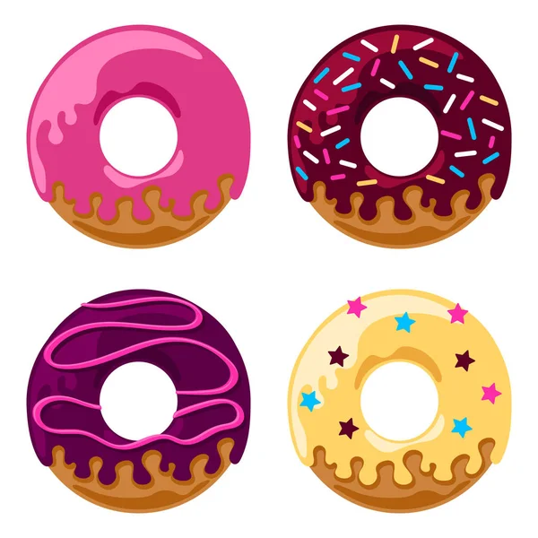 Conjunto de donuts vitrificados — Vetor de Stock