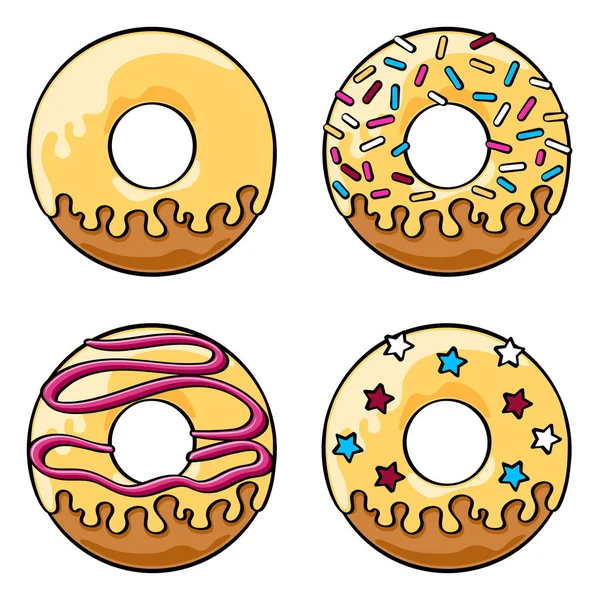 Conjunto de donuts vitrificados —  Vetores de Stock