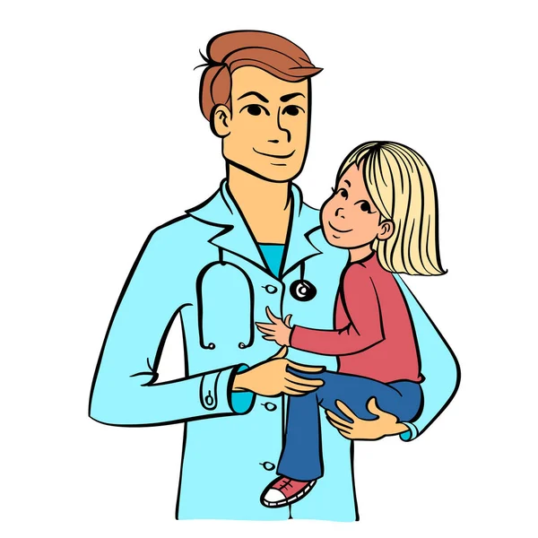 Παιδίατρος με ένα παιδί — Διανυσματικό Αρχείο