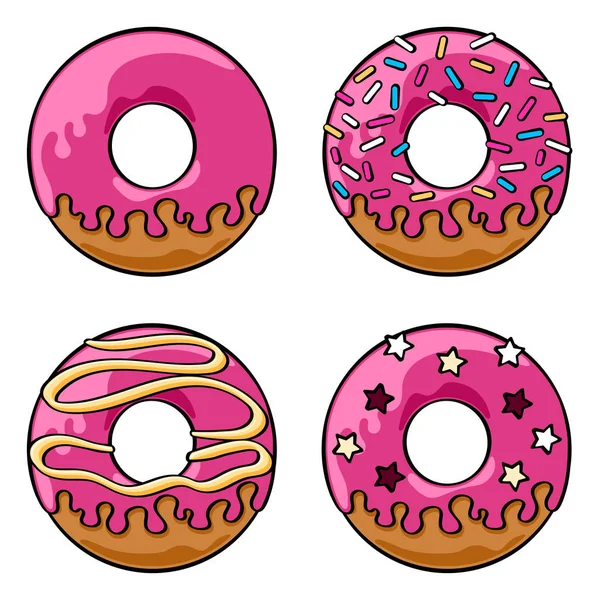 Conjunto de donuts vitrificados —  Vetores de Stock