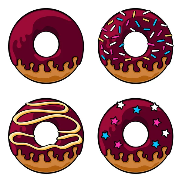 Conjunto de donuts vitrificados — Vetor de Stock