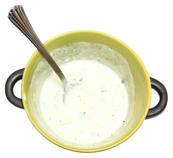 碗里的胡椒石灰酸奶油 — 图库照片