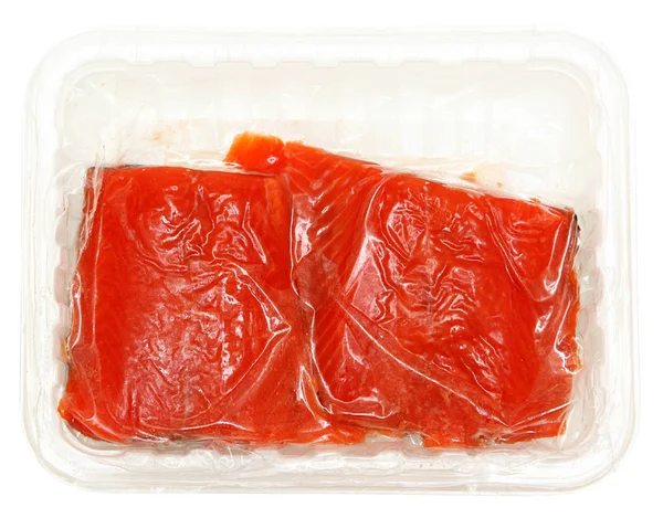 真空包装的生鲑鱼 图库图片