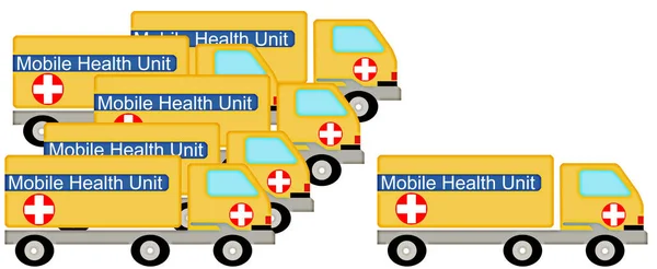 Fleet and Individual Mobile Health Unit Trucks Illustration