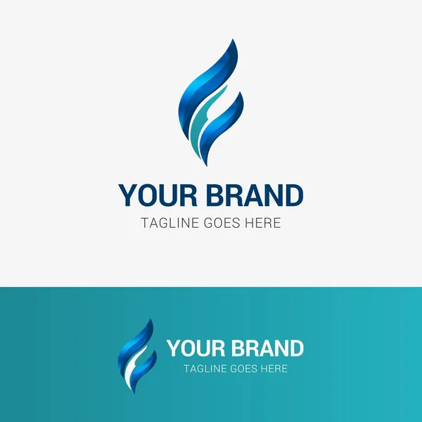 Abstract Flame Financiën Logo Met Eenvoudige Blauwe Kleurovergang — Stockvector