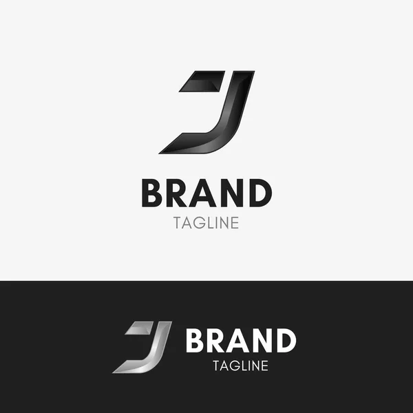 J の文字の金属ロゴ — ストックベクタ