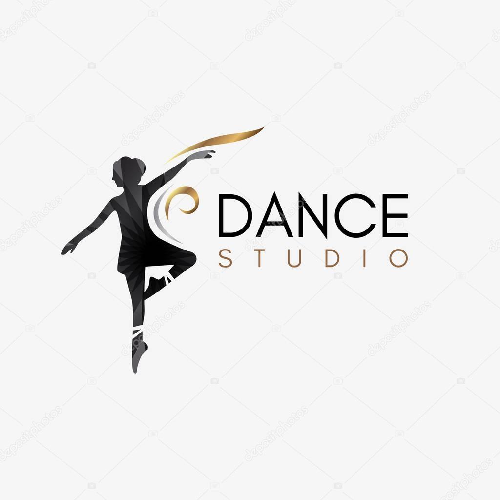 Ballet Dance Studio Logo template element symbol with luxury gradient color