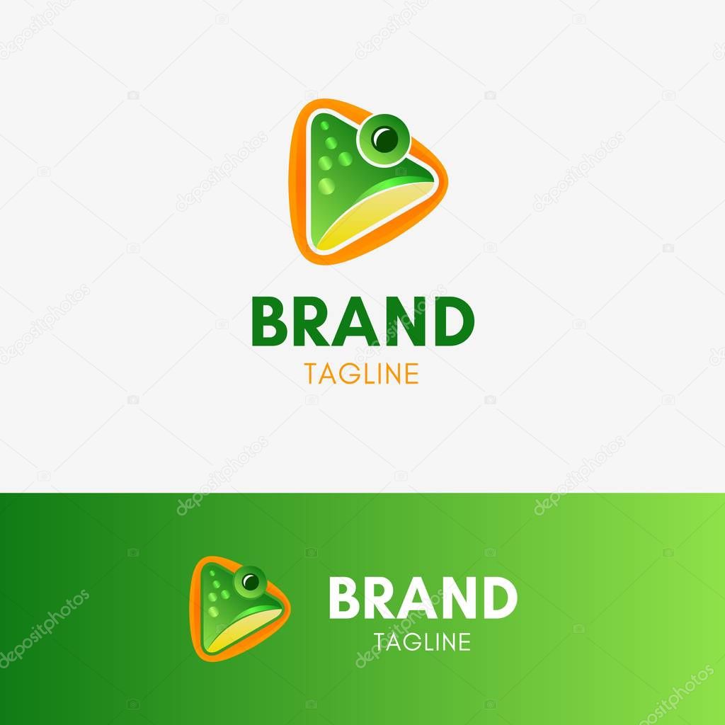 Frog Play Logo template element symbol with green shiny color