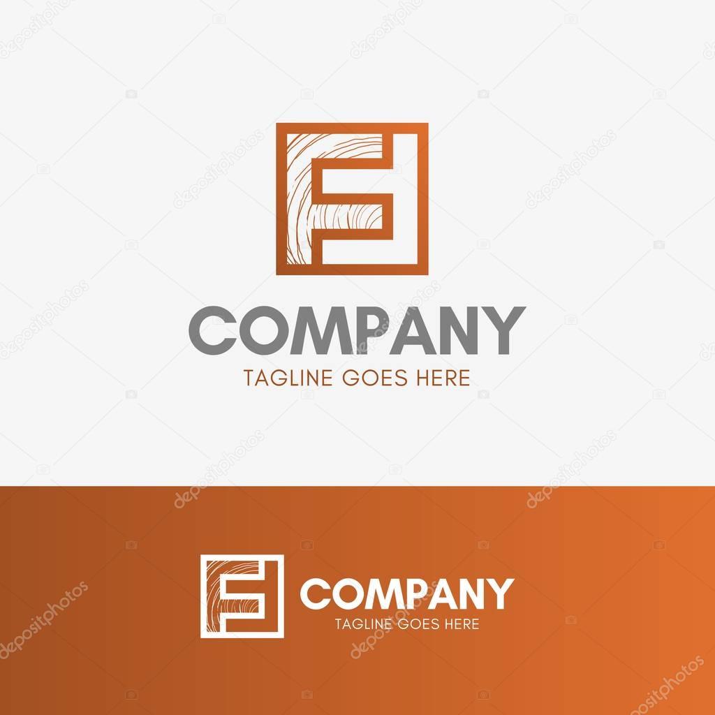 Furniture Logo template element symbol negative space with wood illustration