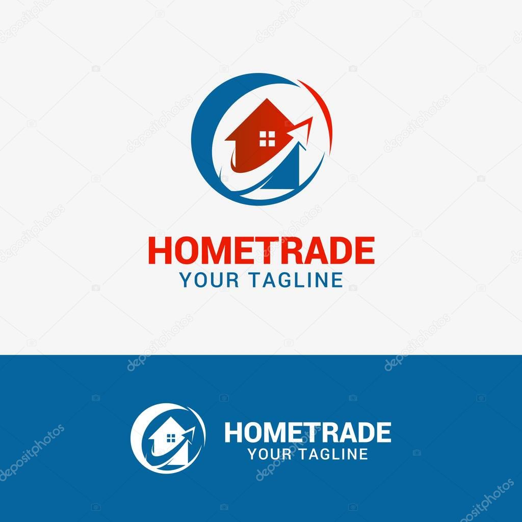 Home Trade Logo template element symbol in red blue color