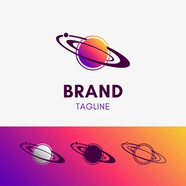 Yörüngesi Gezegeni Logo Şablonu Simgesi Simge Modern Degrade Çok Renkli — Stok Vektör