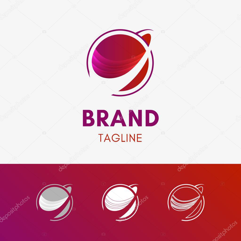 Orbit Planet Swash Logo template icon symbol in modern gradient multicolor