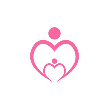 Pembe kalp sevgi işareti logo ve simge şablonu