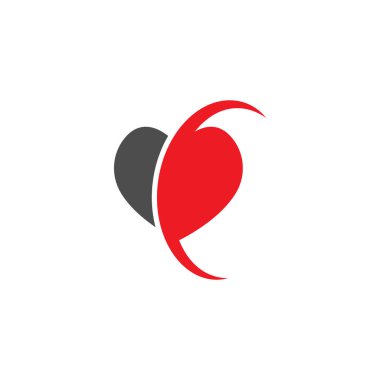 Kırmızı kalp sevgi işareti logo ve simge şablonu