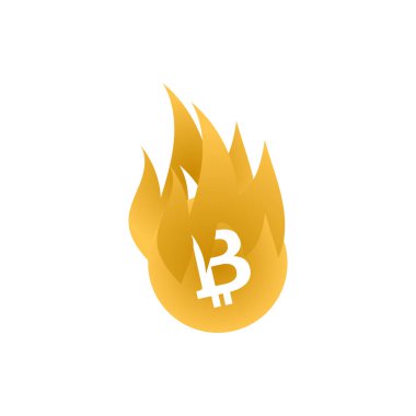 Yanık bitcoin logo tasarım şablonu vektör çizimi