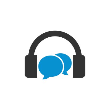 Kulaklık sohbet logo tasarım şablonu vektör çizimi