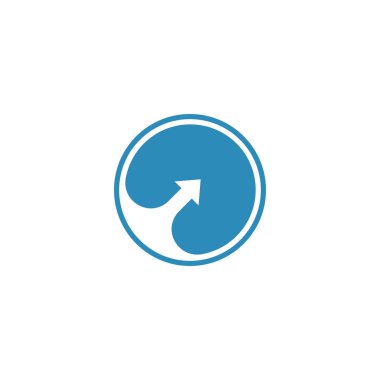 Negatif alan ok mavi daire logo şablonu