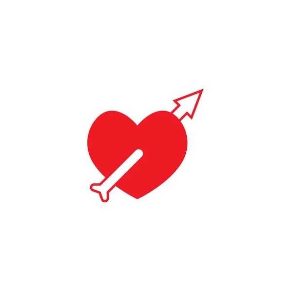 Coeur Rouge Amour Signe Logo Modèle Icône — Image vectorielle