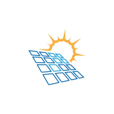 Güneş paneli simgesi tasarım şablonu izole edildi