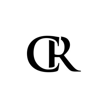 İlk cr alfabesi logo tasarım şablonu vektörü