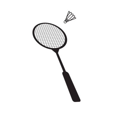 Badminton simge tasarım şablonu izole edildi