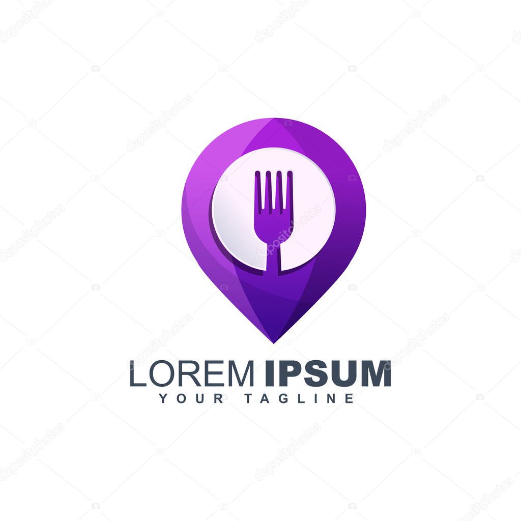 Colorful food cutlery pin abstract logo design template