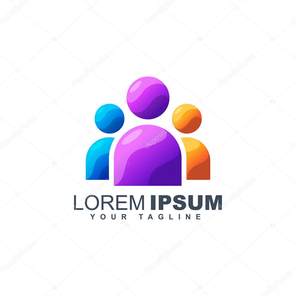Colorful business people abstract logo design template