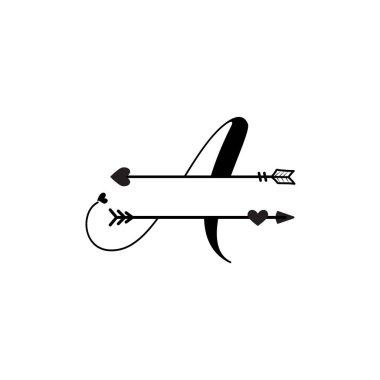 Initial a love monogram split letter vector isolated