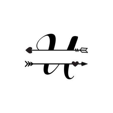 Initial u love monogram split letter vector isolated