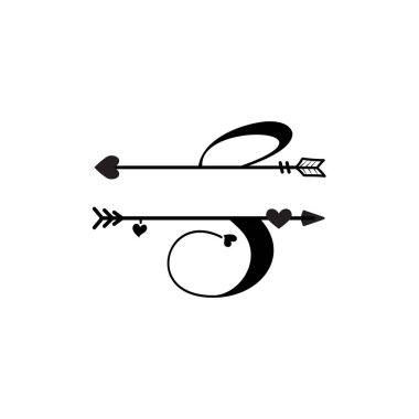 Initial s love monogram split letter vector isolated