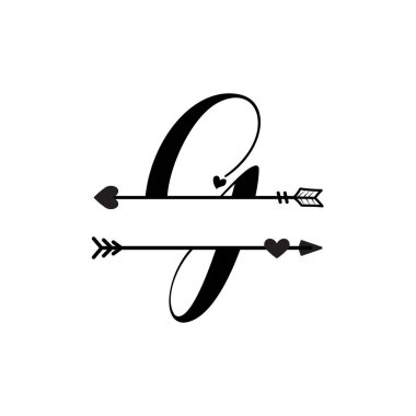 Initial g love monogram split letter vector isolated