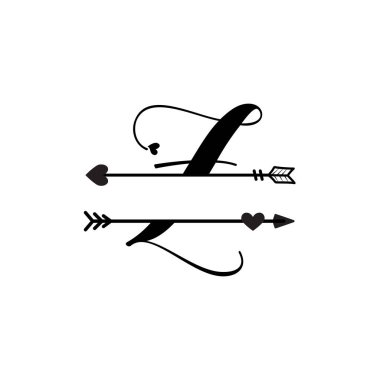 Initial z love monogram split letter vector isolated