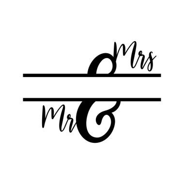 Mr and Mrs monogram split letter initial vector isolated