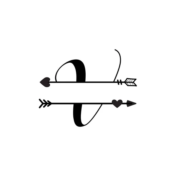 Initiale v Liebe Monogramm geteilt Buchstabenvektor isoliert — Stockvektor