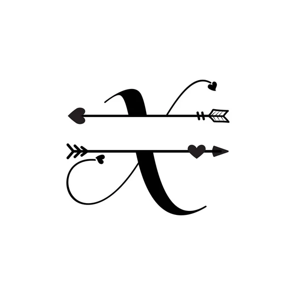 Inicial x amor monograma split vector letra aislado — Archivo Imágenes Vectoriales