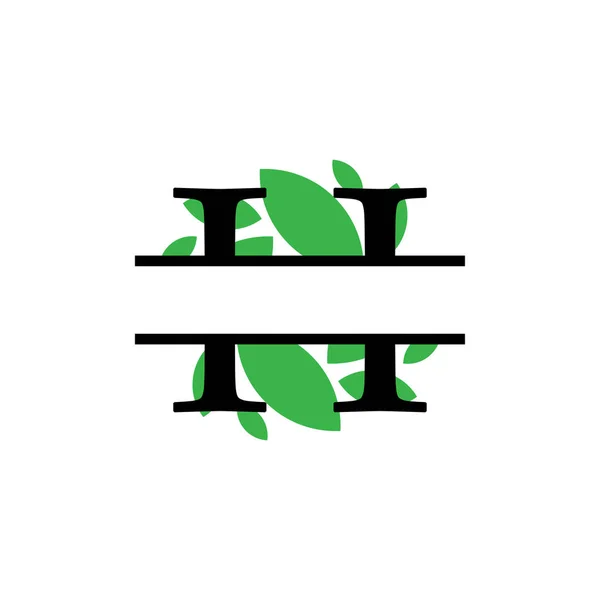 Inicial h hoja verde monograma dividir letra vector inicial aislado — Archivo Imágenes Vectoriales