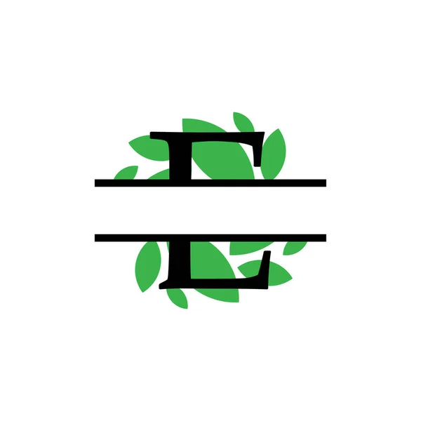 Inicial e hoja verde monograma dividir letra vector inicial aislado — Archivo Imágenes Vectoriales