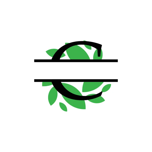 Начальная монограмма зелёного листа с разделением буквы начальный вектор изолирован — стоковый вектор