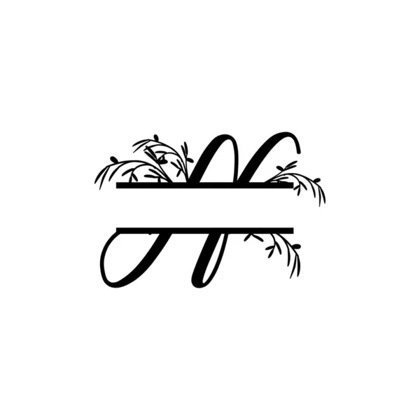 Inicial n planta decorativa monograma split vector letra — Vector de stock