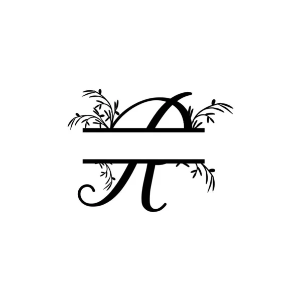 Initial r decorative plant monogram split letter vector — 스톡 벡터